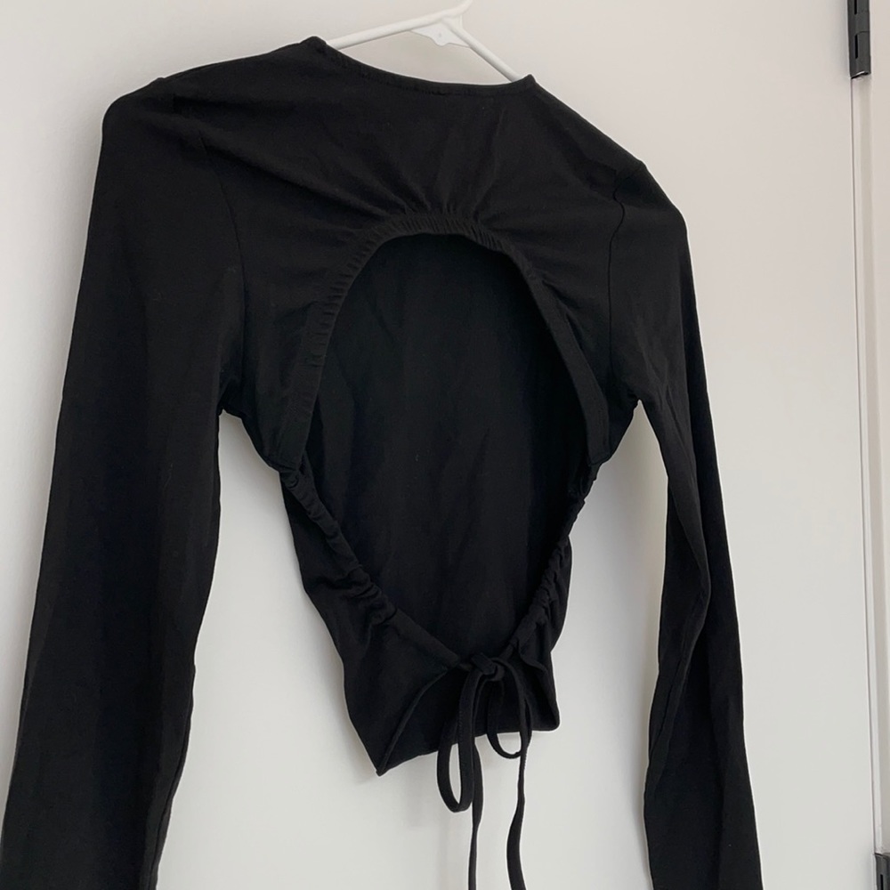 Asos open back long sleeve cropped top